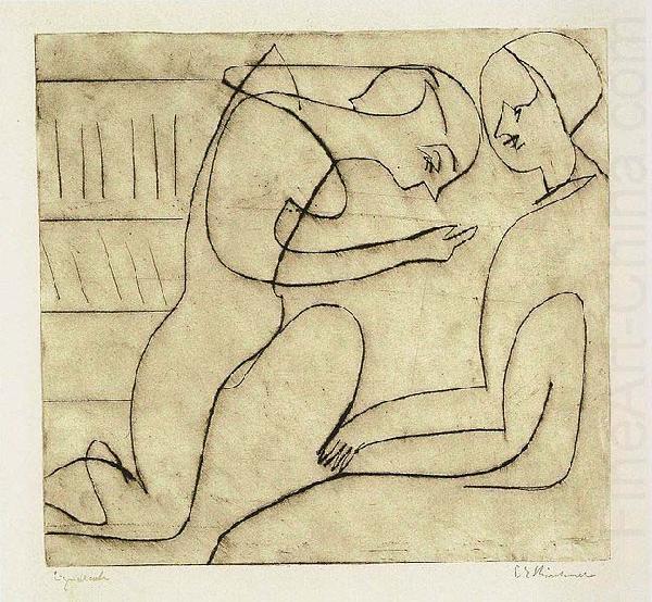 Ernst Ludwig Kirchner Lovers in the bibliothek - etching china oil painting image